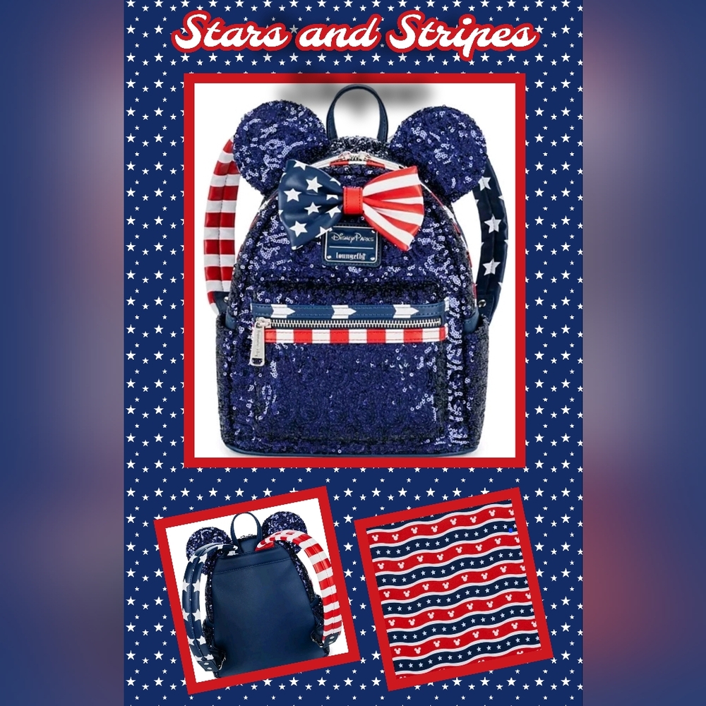 Disney Parks Exclusive "STARS and STRIPES" sequin Loungefly!! New with Tags!!